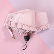 Parasol sunscreen and UV protection five-fold fungus lace color glue shade folding rain dual-purpose umbrella female portable