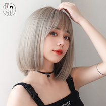 Jane Xi wig female short hair summer round face bobble head wig set natural simulation human hair fake headgear
