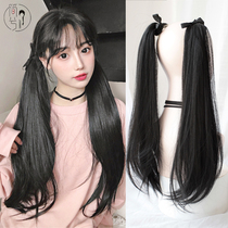 JK double ponytail wig female hair invisible invisible net red cute wig piece cos wig strap straight ponytail