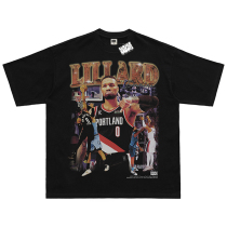 RAGECAVE summer lillade street hip hop basketball print half sleeve portrait loose short sleeve T-shirt men