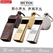 hutou tiger head treble referee whistle with lanyard Children Outdoor survival metal copper whistle