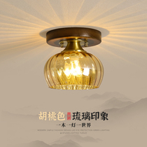 New Chinese-style aisle porch lights walnut color personality balcony lanterns solid wood entrance hall small ceiling lights