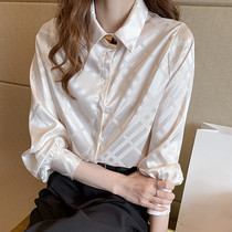 (Mulberry Silk) shirt female design sense niche jacket foreign style professional light mature wind silk wild white shirt
