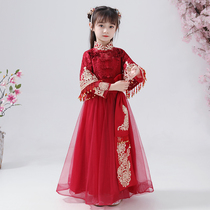 Girls Chinese style costumes Chinese New Year Hanfu children Tang costumes little girls ancient costumes New year babies greetings winter costumes