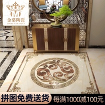 Floor tiles parquet tiles New Chinese style Xiangyun living room entrance puzzle imitation waterjet bricks aisle corridor floor tiles