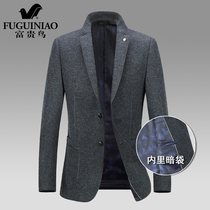  Rich bird spring and autumn mens casual suit Wool coat single Western casual clothes middle-aged slim small suit men
