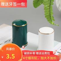 New Chinese light luxury Emerald ceramic toothpick tube bone china toothpick box creative home hotel high-grade custom sign can