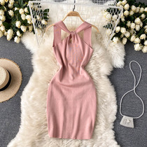 European and American ins Wind heart machine kink front and back wear suspender skirt sexy waist hip stretch knit dress women