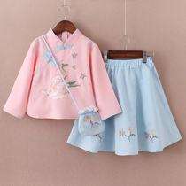 Tang dress girl 2021 new spring and summer Chinese style Primary school students the Republic of China style costume little girl Hanfu autumn