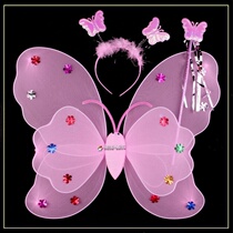 Girl Back Angel Butterfly Wings Childrens show costume Magic Wand Fairy Wand Toy Wonderful Fairy in gold