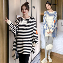 Large Code Gestational Woman Dress Spring Autumn Fashion Net Red Suit Woman Outwear Casual Long Sleeve Blouse Loose 200 Catty of Spring Fashion