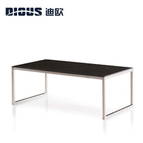 Diau black tempered glass tea table stainless steel long tea table office area reception for guest office furniture
