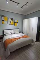 Five-wood furniture bedroom bed wardrobe (with a bedside table) package can be customized to shop experience