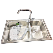 Jiumu kitchen sink double tank kitchen large wash basin dishwashing double sink integrated stainless steel sink thickened household