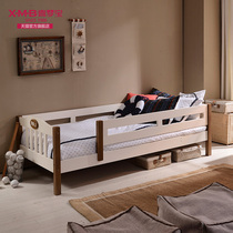 Ximengbao childrens furniture Solid wood Childrens health and environmental protection with fence board Pine bedroom small bed ladder cottage