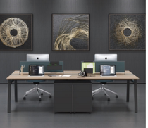 MEIDI office furniture work table main material: solid wood particle board steel frame legs with five empty sockets