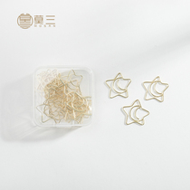 Mosan stationery five-pointed star paper clip bookmarks creative cute pins office supplies girl heart bookmarks color paper clip storage box Golden fun return needle special-shaped stainless steel return needle