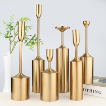 Golden Candlestick six-piece metal ornaments silver bronze light luxury Norse simple modern dining table model room accessories