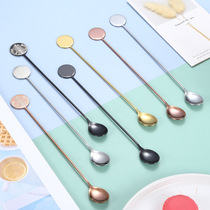 Coffee spoon mixing spoon stainless steel dessert bar spoon ice spoon long handle small milk tea honey mixing stick