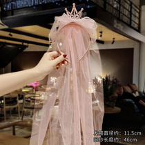 Childrens crown prince Korean version Princess Baby long style head yarn crown Fat hoop Anti-slip little girl Head Girl Head Ornament