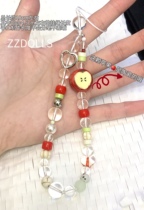 Original ceramic apple red and green cute beaded mobile phone chain ccd chain dopamine