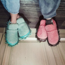 Thickened all-inclusive heels winter models plus velvet lazy people wipe floor sweeping floor slippers thermal shoes removable and wash