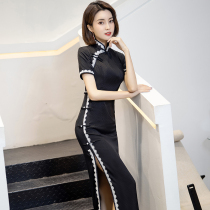  Black modified cheongsam summer 2021 new young high-end temperament French long elegant dress autumn