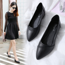 Single shoes women 2021 spring Joker work shoes women Black flat bottom low heel Spring Spring Spring and Autumn pregnant womens shoes