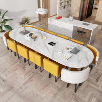 KETU oval white conference table simple modern 8-12 simple long table reading room table and chair combination