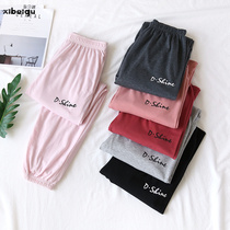  Cotton pajamas womens trousers mens autumn and winter thin cotton house pants loose can be worn outside large size casual home pants