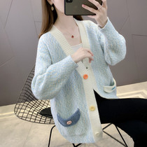 Pregnant women autumn winter coat chenille cardigan casual 2021 new autumn suit fashion vneck sweater Net Red