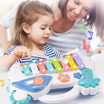 Childrens puzzle early education Hand knock piano play two-in-one piano Baby toy piano Small Xylophone Percussion eight-tone piano