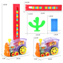 Childrens Dominoes Automatic licensing small train Color female puzzle building blocks delivery car Boy electric toys