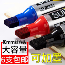 Marker pen Black oblique head Extra large extra thick head marker pen Oily large capacity inkable large head pen does not fade