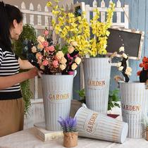 Iron Barrel Drum Wake-up Bucket Home Wake-up Flower flowerpots Flower Pots of dried flowers Vase Art Floral Decoration Flower casks 