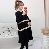 Autumn maternity clothing spring and autumn autumn winter clothing set fashion large size sweater long dress top