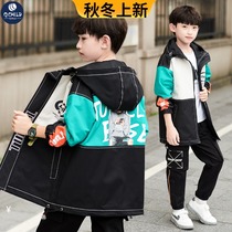 Childrens clothing Boys spring and autumn long windbreaker coat big boy 2021 new handsome fashion childrens top tide