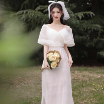 Light wedding dress 2021 new bride small Japanese dress temperament Qi Di simple high-end sense go out gauze summer