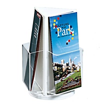 High-grade three-sided rotating A6 display stand single-page stand Desktop three-fold page rack transparent promotional rack catalog rack file rack Black advertising rack White color page rack three-grid acrylic A4 data rack