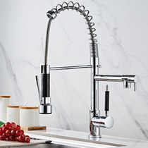 Faucet Cross-border faucet Brushed sprinkler spring pull-out hair generation sink Telescopic flower washing basin Hot and cold kitchen