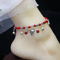 This year of life cow anklet female red rope hand-woven zodiac bell sound ancient style student safe male foot rope