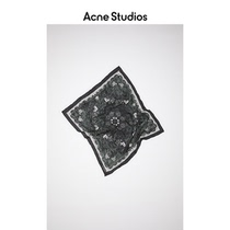 Acne Studios 2022 spring summer new black retro printed silk scarves small square towels CA0183-900