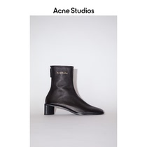 Acne Studios womens shoes brand logo embossed black square heel sheepskin boots socks boots AD0313-AX0