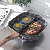 Maifanshi steak frying pan square striped multi-grid split steak special non-stick breakfast pot three-in-one