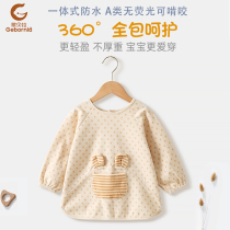Hood Child baby Anti-wearing inverted vest color cotton Baby eating waterproof and anti-dirty male and female children Long sleeves Apron Dining pockets