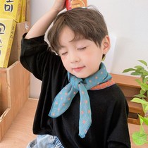 Childrens square scarf boys and girls cotton linen scarf thin spring and autumn winter baby triangle scarf cute small scarf
