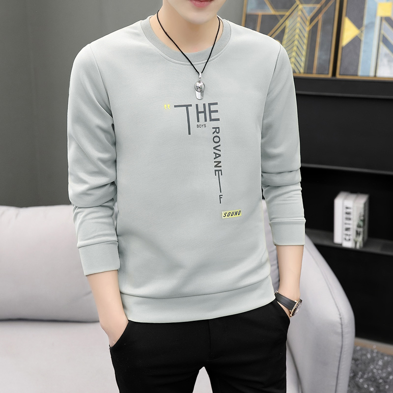 2023 Autumn and Winter New Sweater Long Sleeve T-shirt Men's Korean Edition Student Trend Youth Plush Warm Underlay