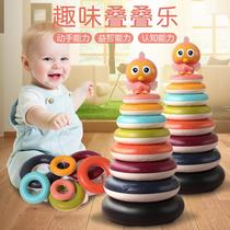 Baby early education toy rainbow stacking music 0-3 years old 1 baby one or two children layer by layer stacking music set column 6-12 months