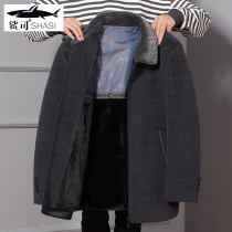 Plus velvet padded fur collar jacket dad winter coat 40 50-60 years old mens coat middle-aged cotton coat