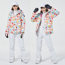 Ski suit womens suit winter outdoor veneer double board ski pants snow village tourism Waterproof warm thick snow suit